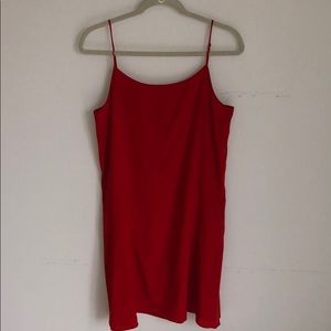 Cherry red silk shift dress